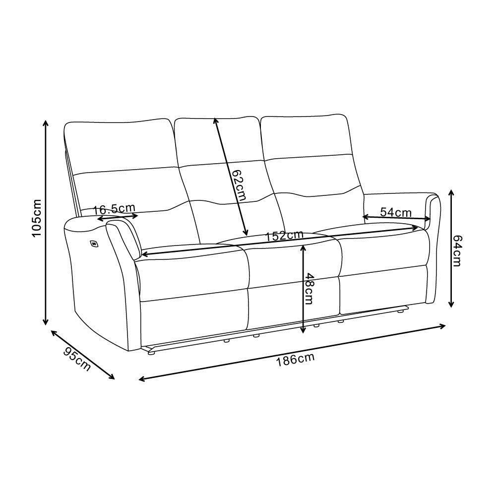 Divano recliner 3 posti Softwave elettrico in tessuto G268 grigio