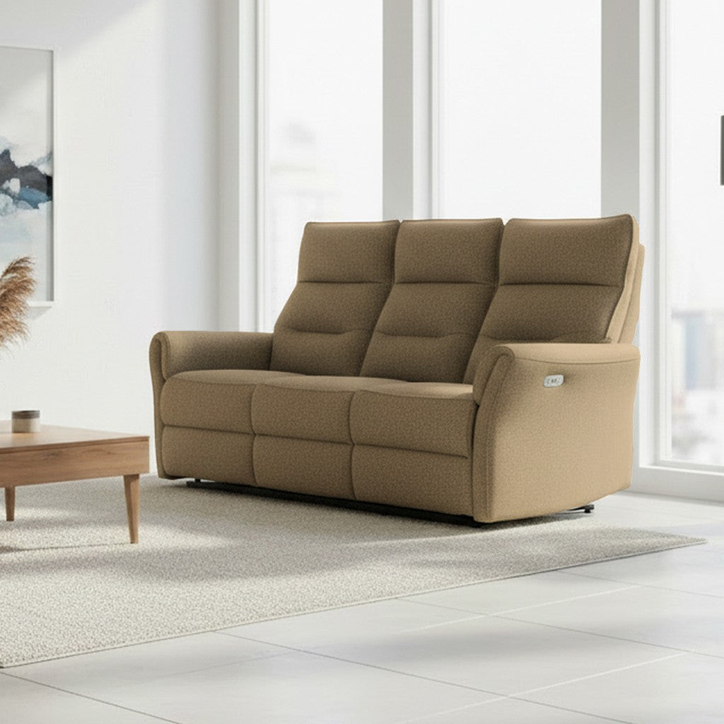 Divano recliner 3 posti Softwave elettrico in tessuto G270 camel