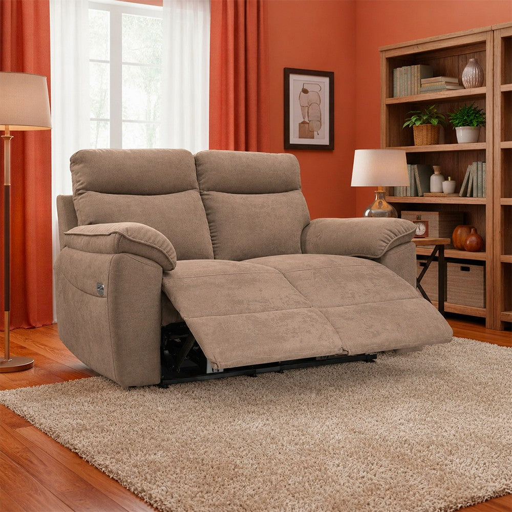 Divano recliner Boston 2 posti elettrico in tessuto giulia 9703 cappuccino
