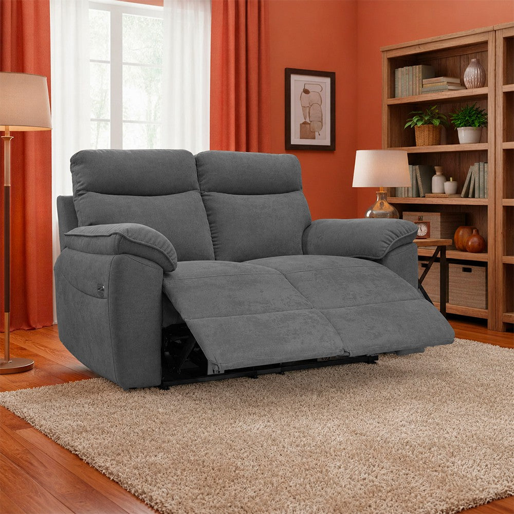 Divano recliner Boston 2 posti elettrico in tessuto giulia 9713 grigio