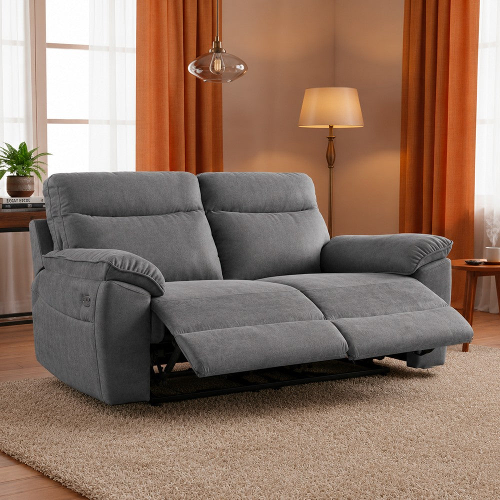 Divano recliner Boston 3 posti elettrico in tessuto giulia 9713 grigio