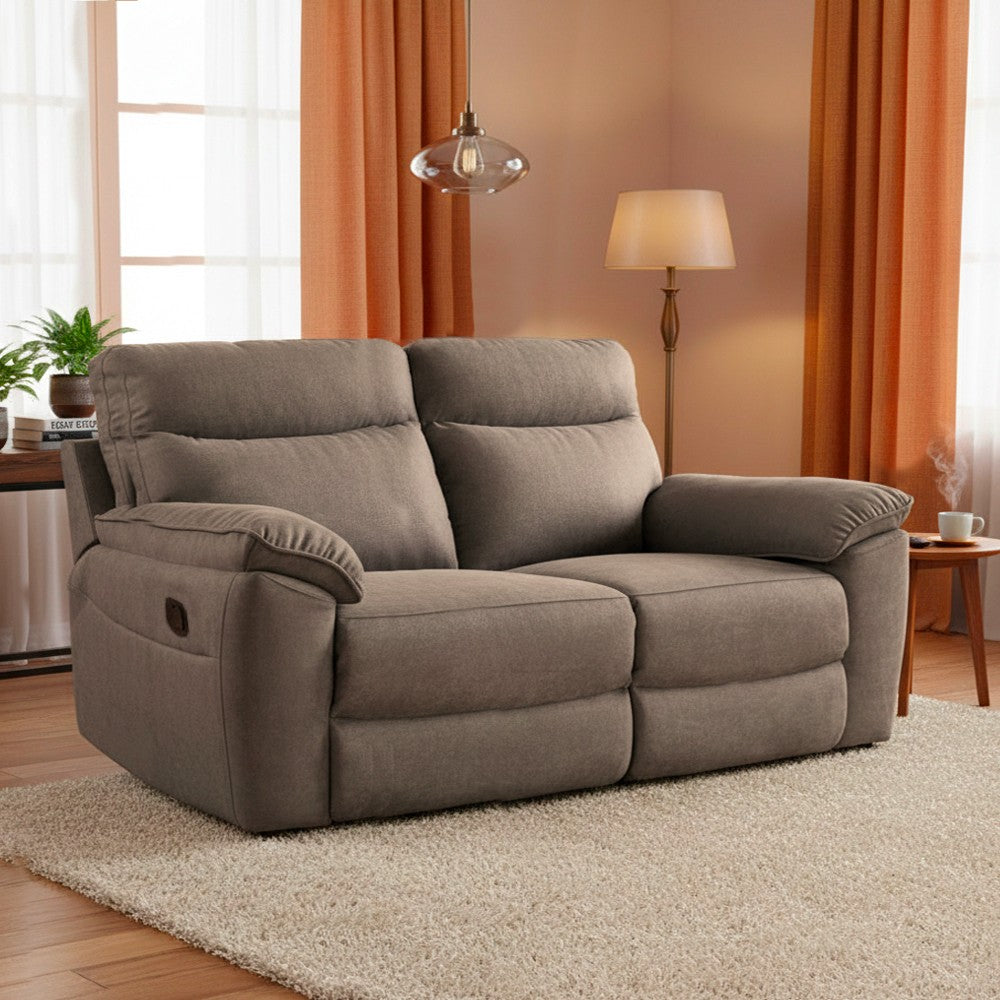 Divano recliner Boston 3 posti manuale in tessuto barrel 21 tortora