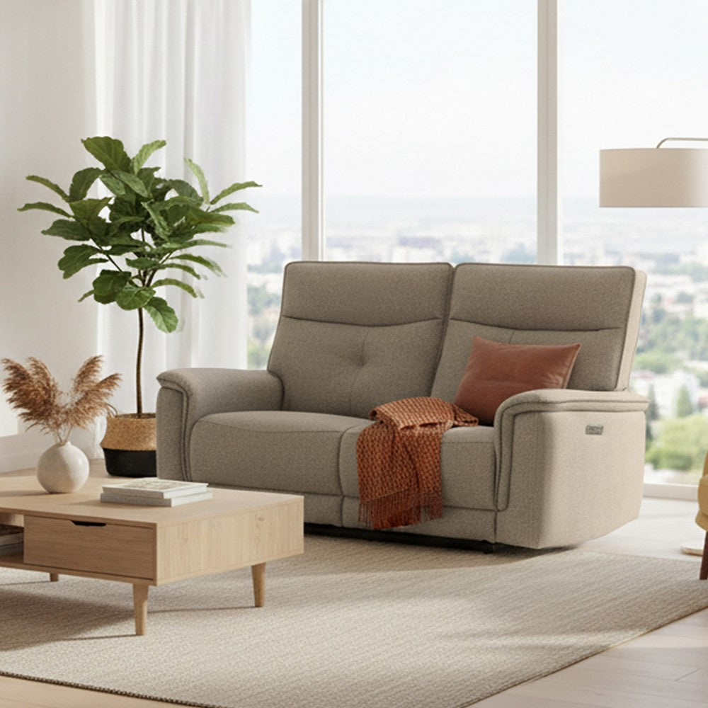 Divano recliner Elysio 3 posti elettrico in tessuto G093 sabbia