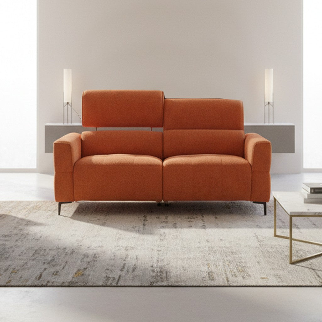 Divano recliner Luxora 2 posti elettrico in tessuto E006 aragosta