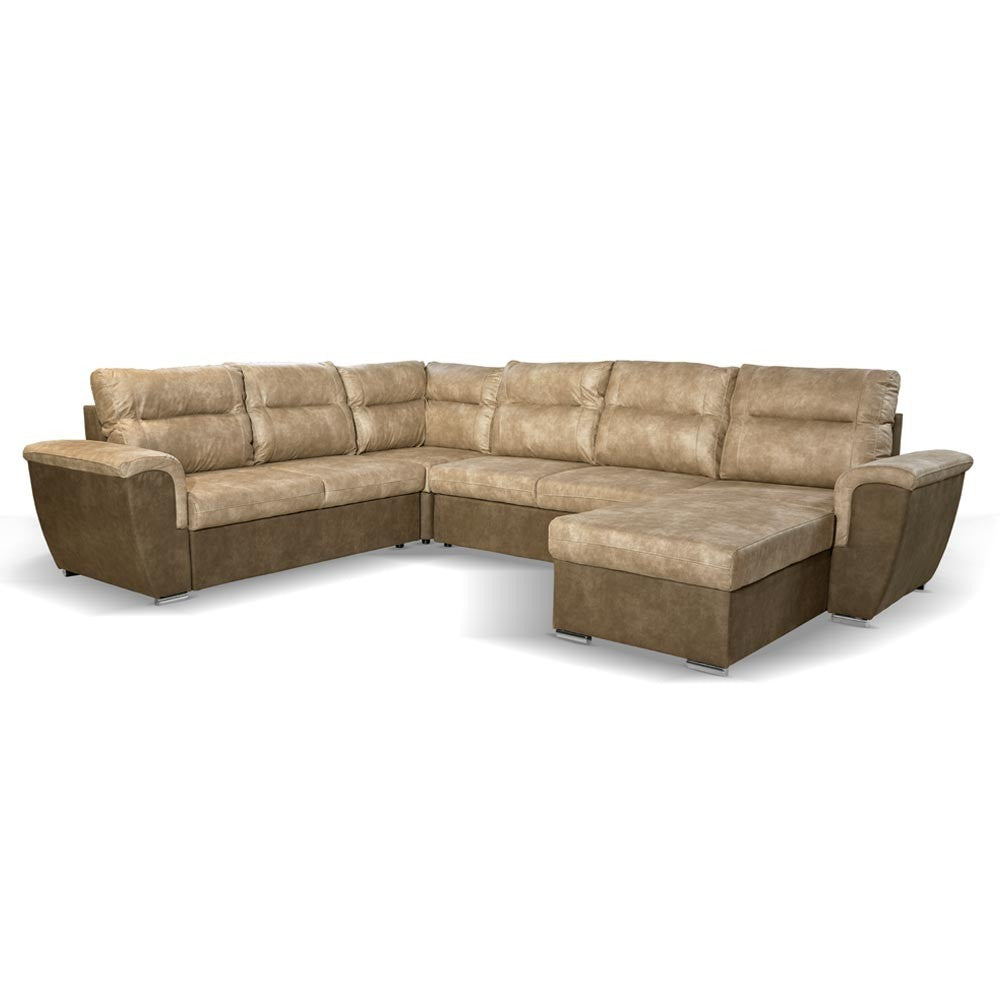 Divano Washington angolare con letto e 2 contenitori taupe Ranger 01 e Ranger 07