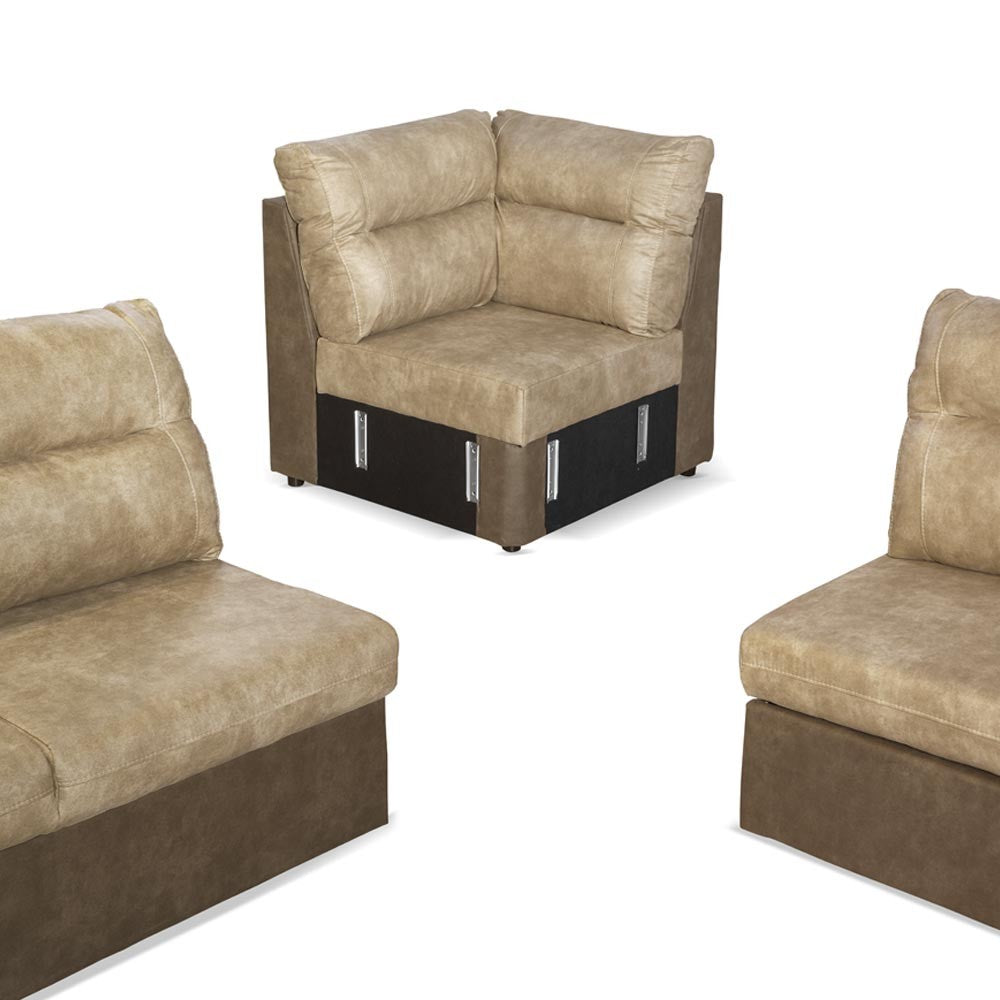 Divano Washington angolare con letto e 2 contenitori taupe Ranger 01 e Ranger 07
