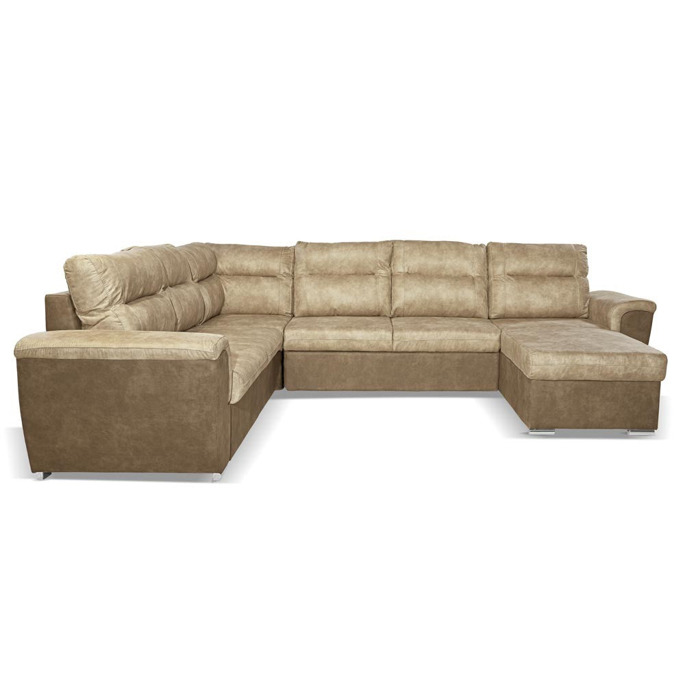 Divano Washington angolare con letto e 2 contenitori taupe Ranger 01 e Ranger 07