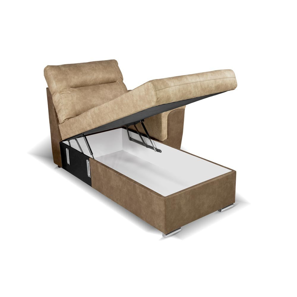 Divano Washington angolare con letto e 2 contenitori taupe Ranger 01 e Ranger 07