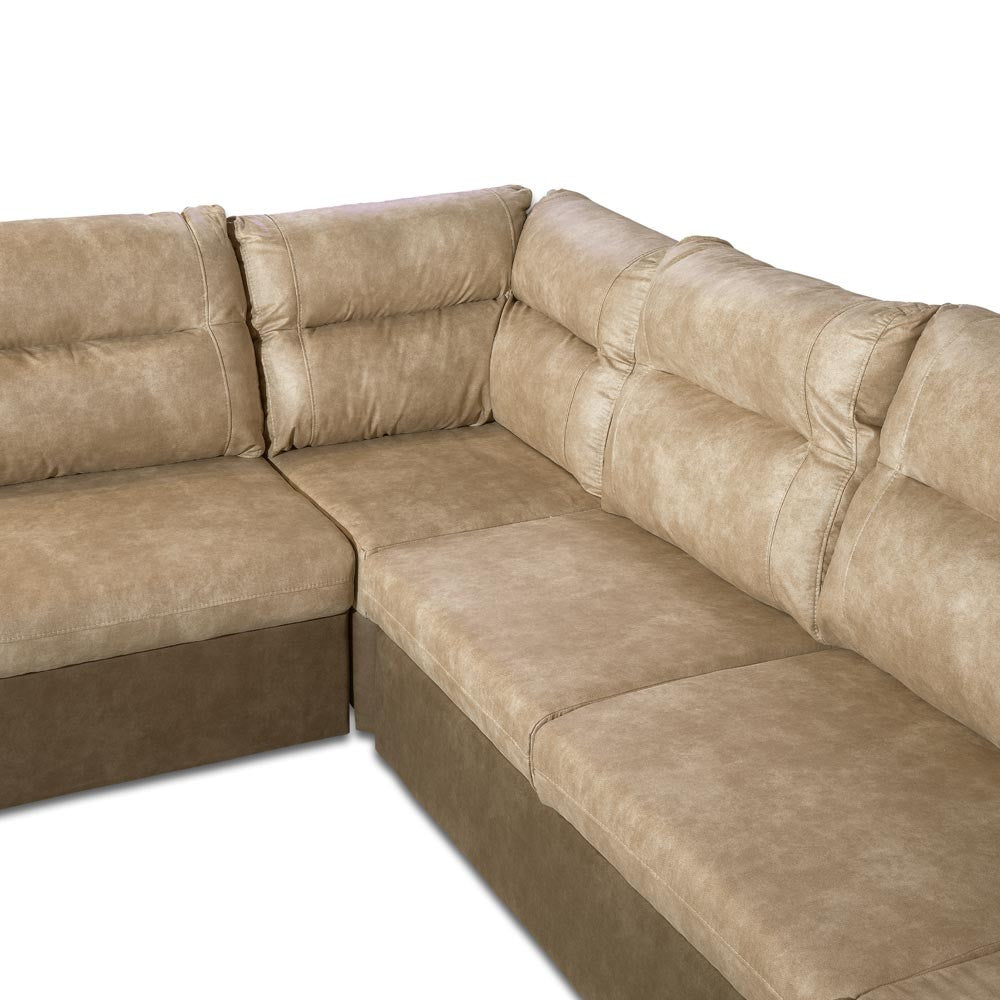 Divano Washington angolare con letto e 2 contenitori taupe Ranger 01 e Ranger 07