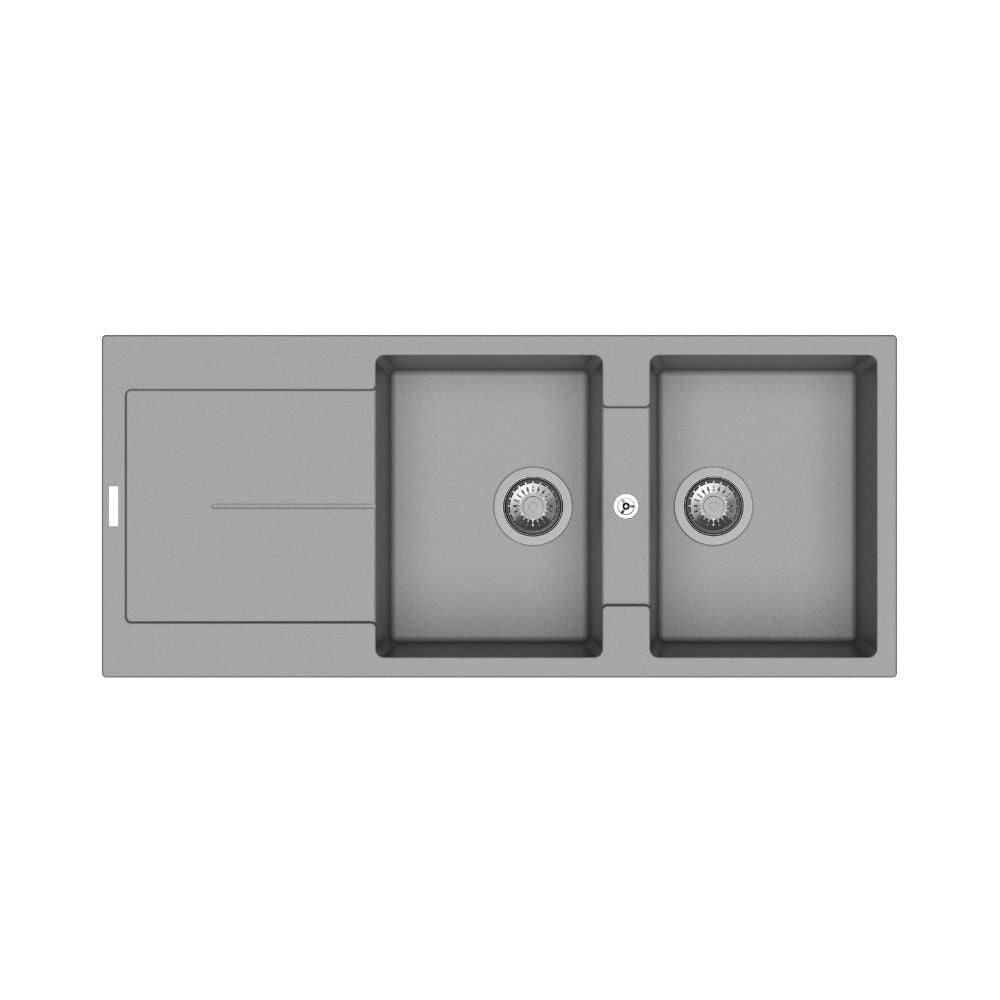 Enigma D200 lavello 2 vasche e gocciolatoio croma