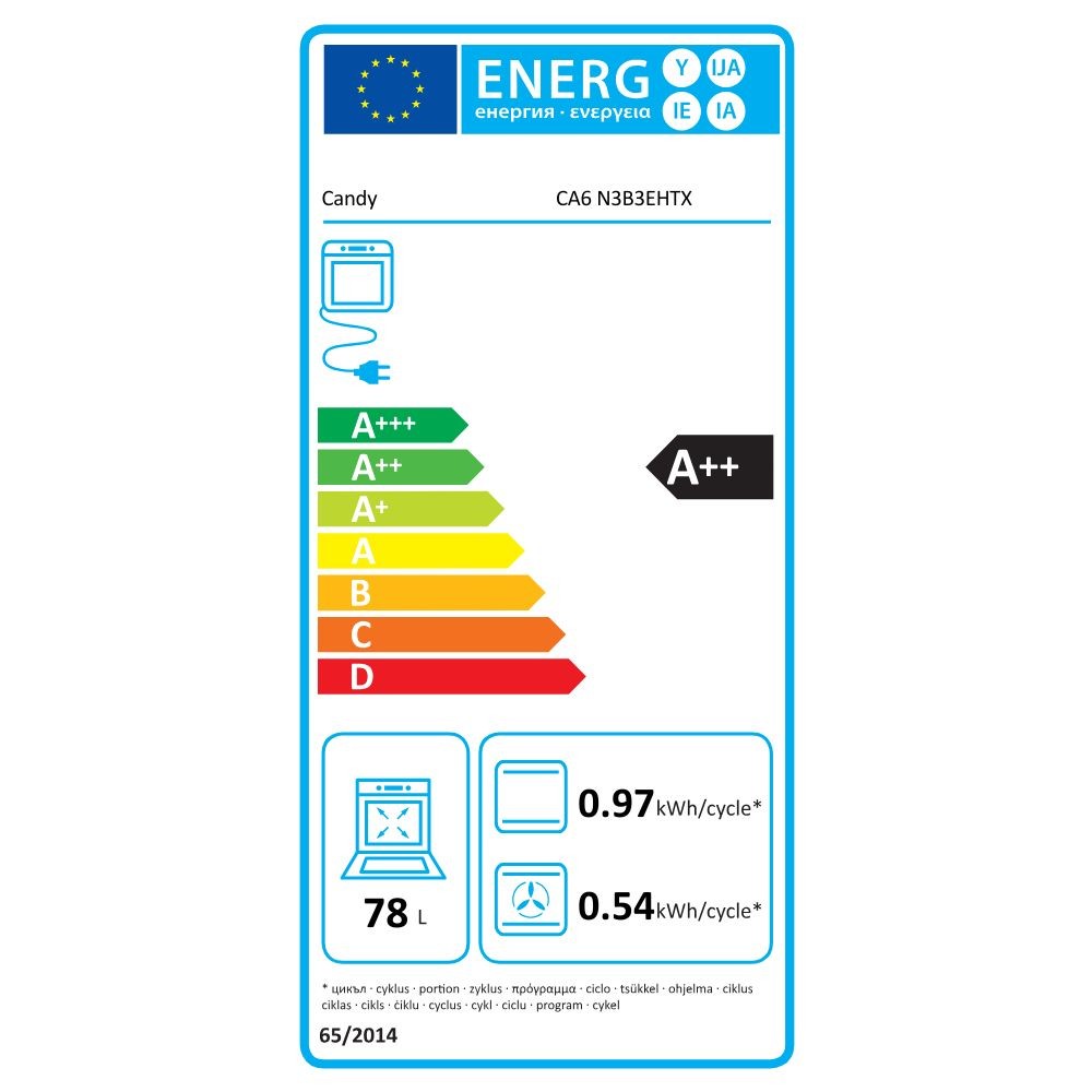 Forno elettrico multi-level Candy CA6N3B3EHTX 78 litri inox classe A++