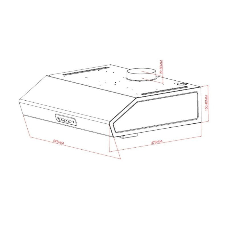 Gruppo cappa Samet sottopensile luce led potenza aspirante 280 m3/h 3 livelli Tornado 60 inox