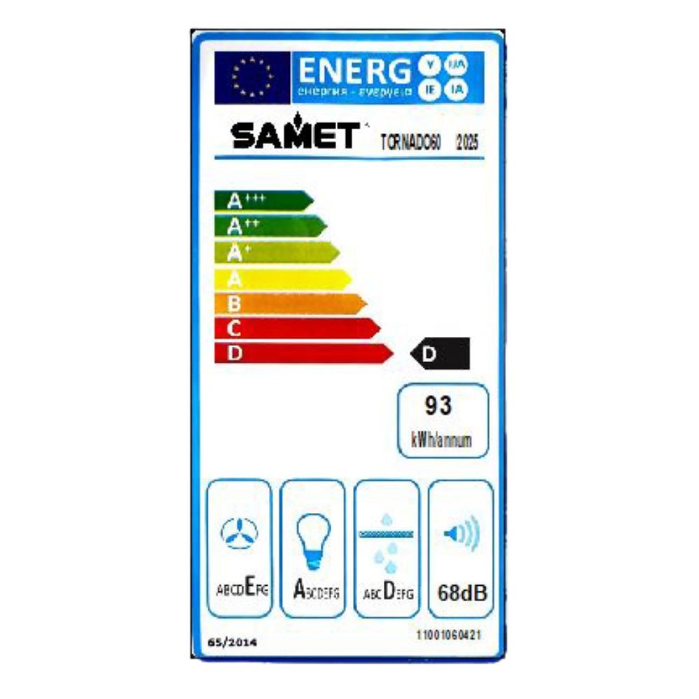 Gruppo cappa Samet sottopensile motore singolo 3 livelli Tornado6025 bianco classe D