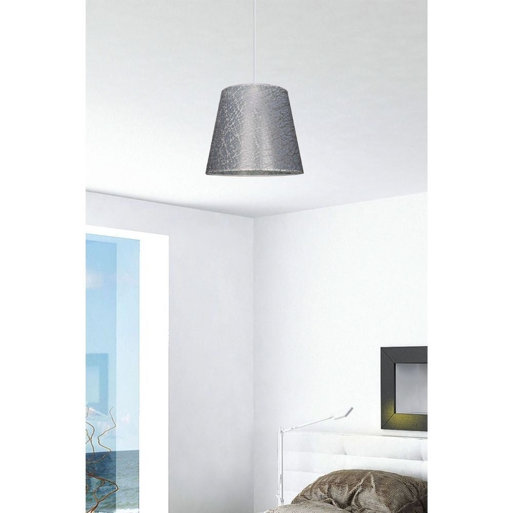 Lampada a sospensione Conic ASZ0777 in PVC effetto tessuto grigio