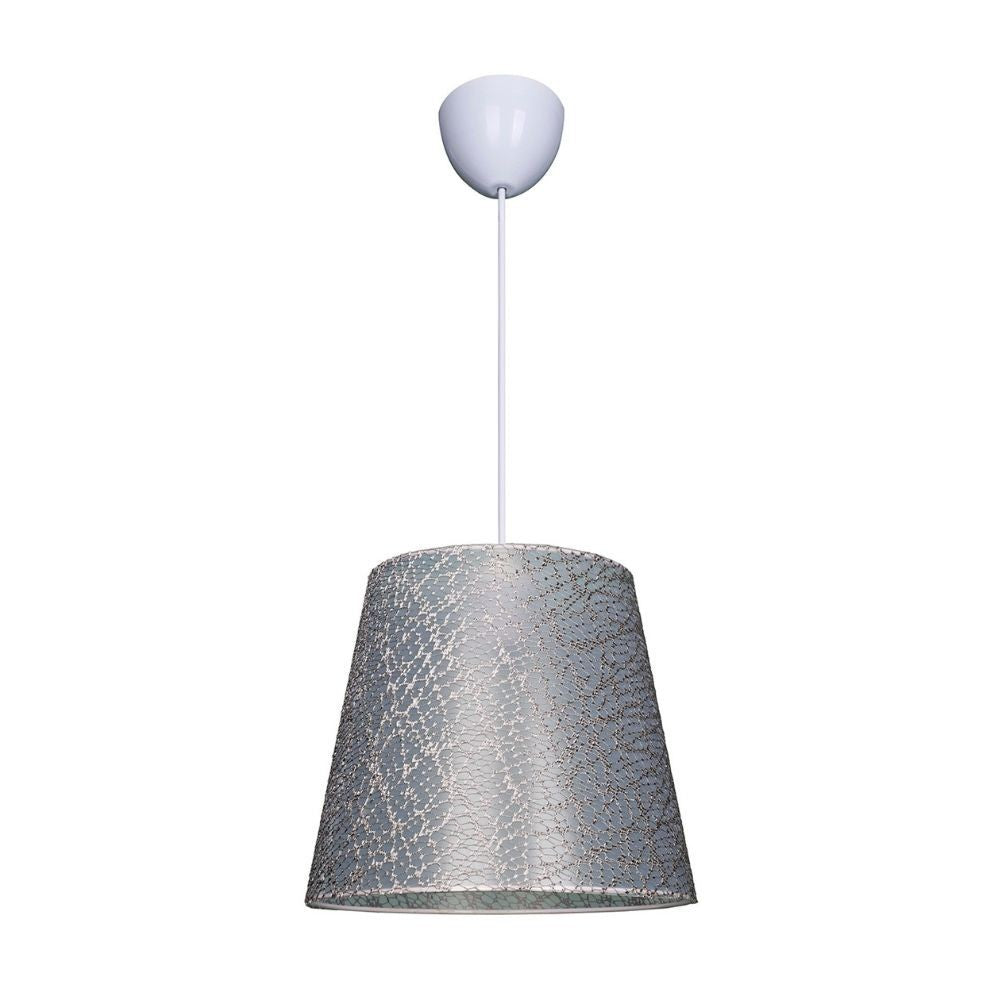 Lampada a sospensione Conic ASZ0777 in PVC effetto tessuto grigio