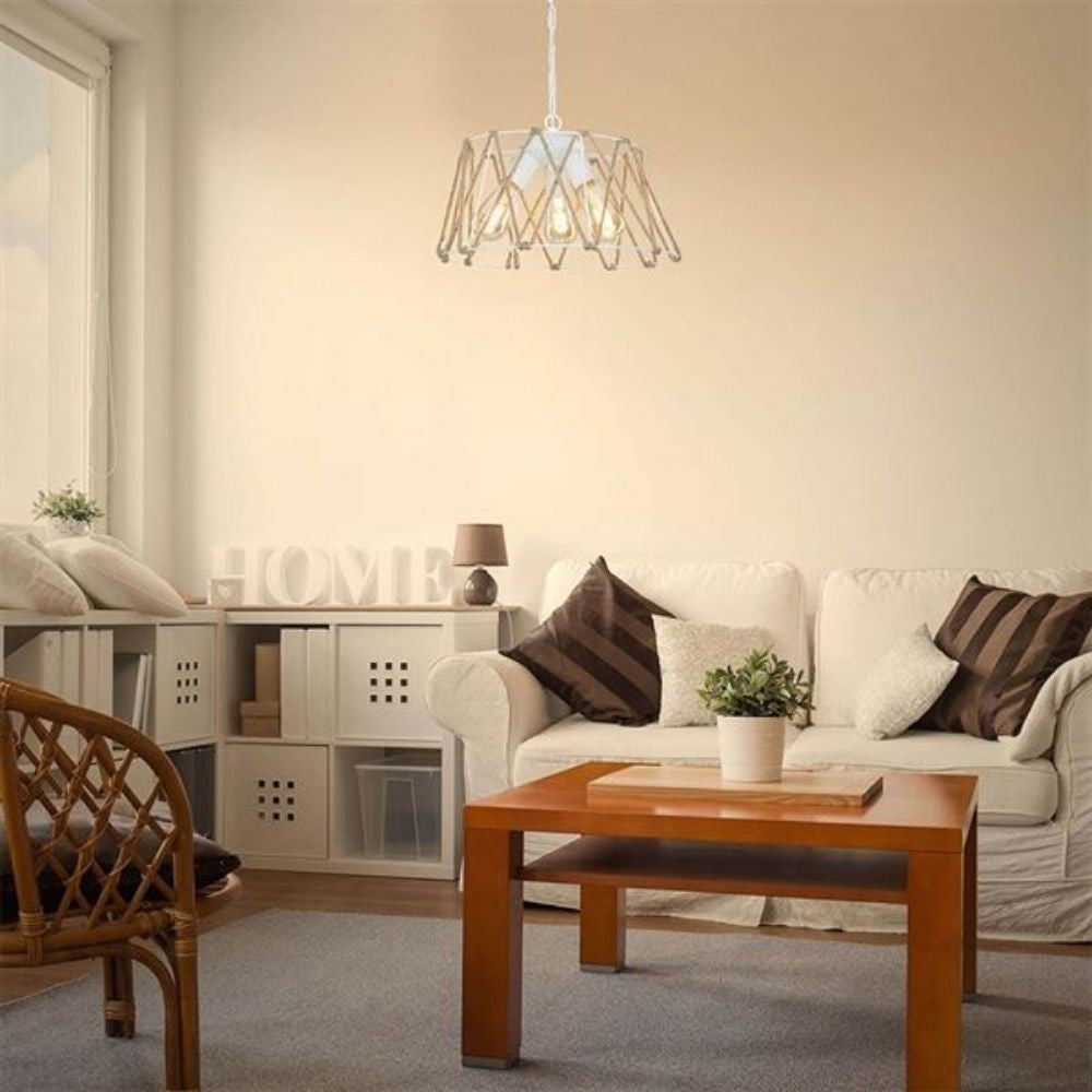 Lampada a sospensione  Evren ASZ1030 3 luci metallo bianco e corda