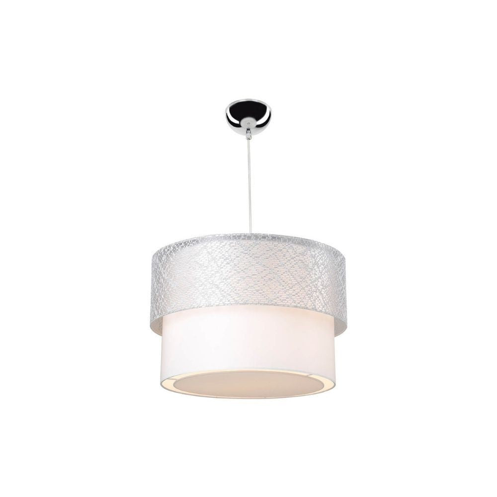 Lampada a sospensione Polo MDL2355 con paralume in PVC effetto tessuto grigio