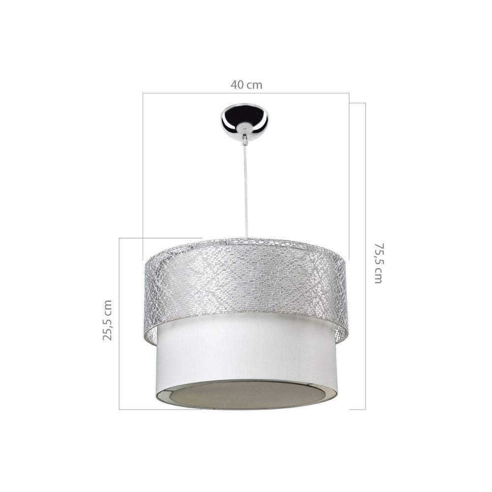 Lampada a sospensione Polo MDL2355 con paralume in PVC effetto tessuto grigio