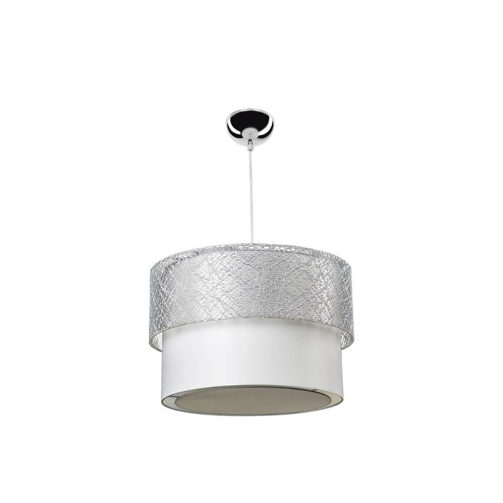 Lampada a sospensione Polo MDL2355 con paralume in PVC effetto tessuto grigio