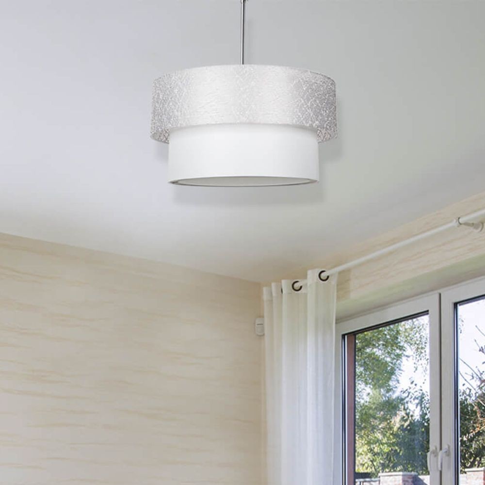 Lampada a sospensione Polo MDL2749 in PVC effetto tessuto grigio
