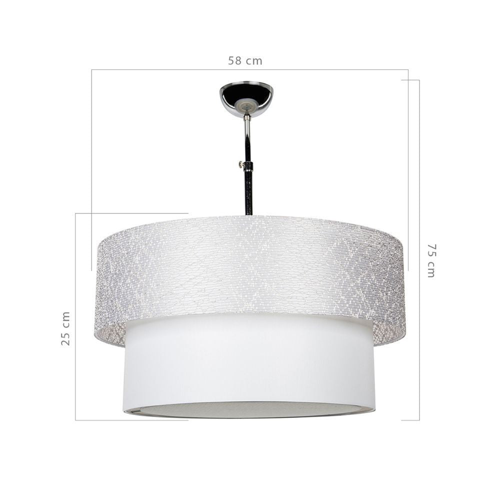 Lampada a sospensione Polo MDL2749 in PVC effetto tessuto grigio