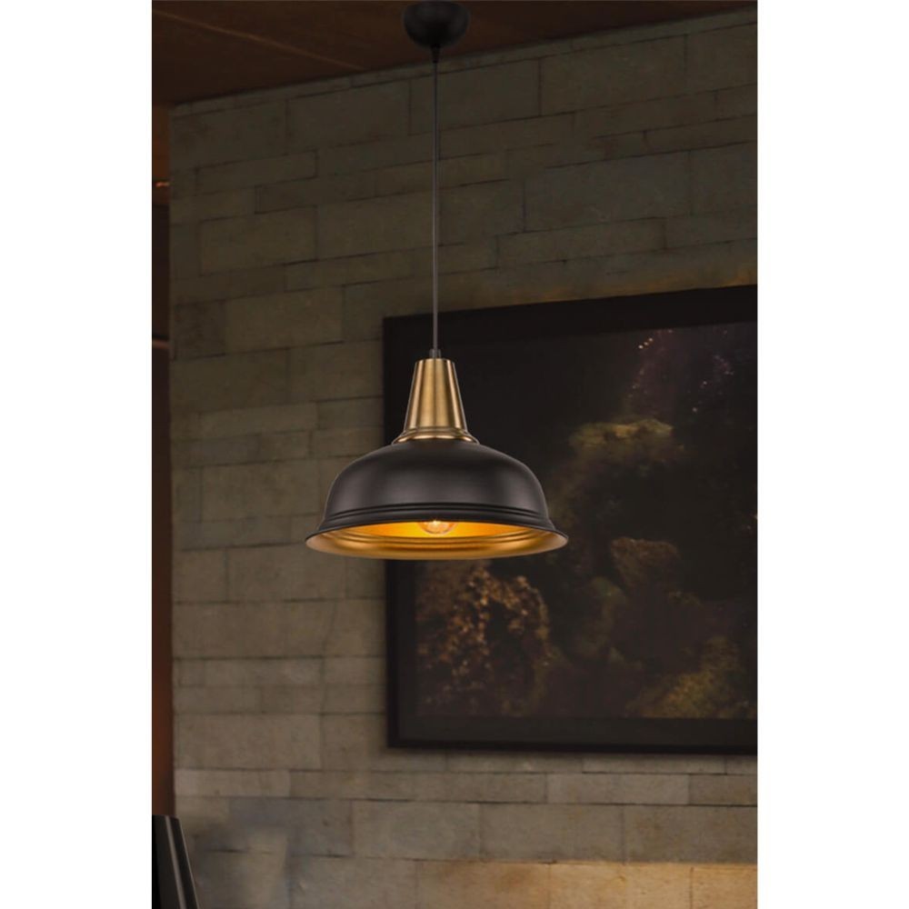 Lampada a sospensione Rena ASZ1341 metallo nero interno oro