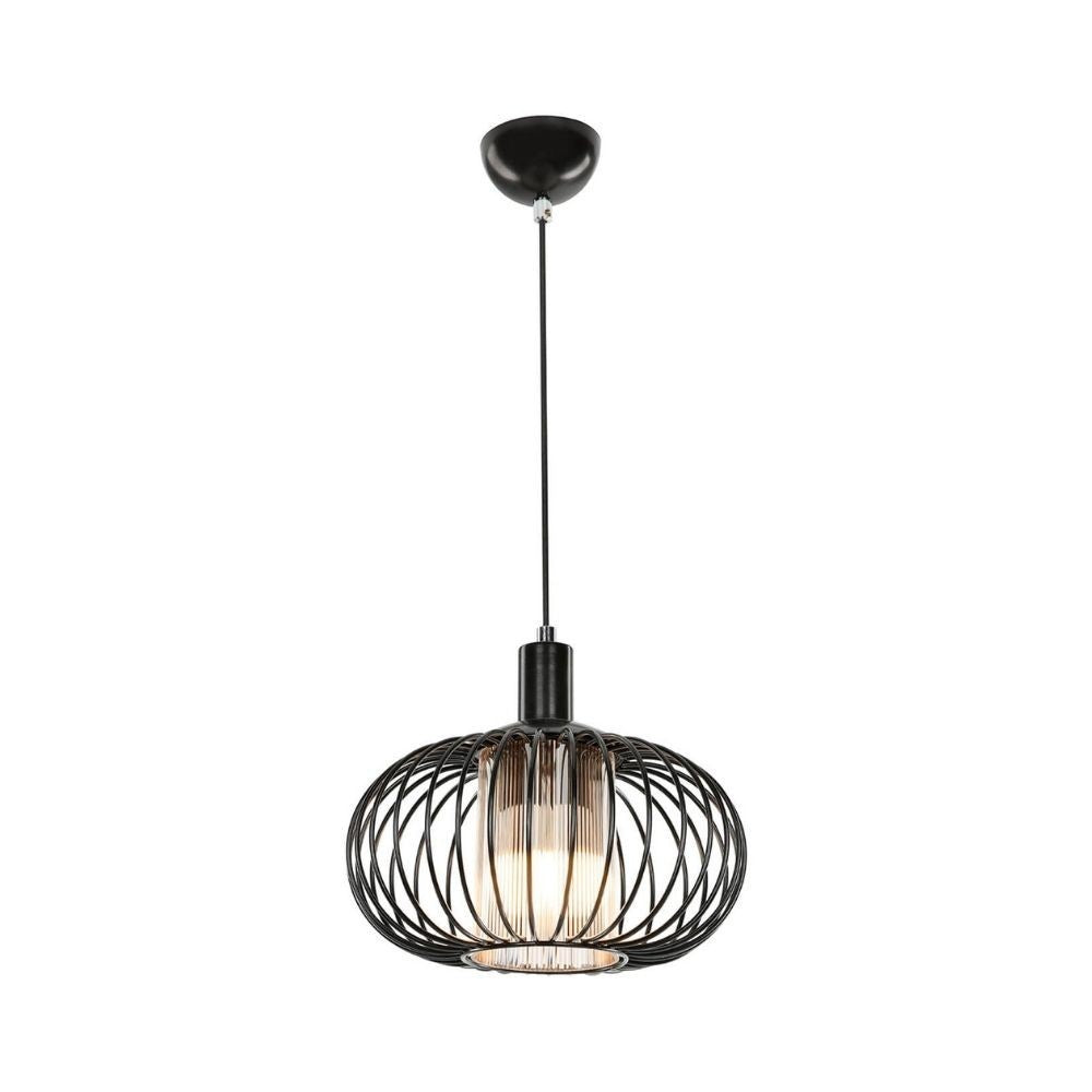 Lampada a sospensione Terla MDL3674 con struttura in ferro e diffusore in vetro