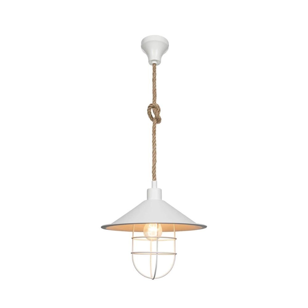 Lampada da soffitto Bulut ASZ0631 metallo bianco e corda iuta