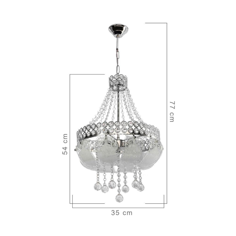 Lampada da soffitto Sare MDL3550 argento vetro decorato e pietre effetto cristallo