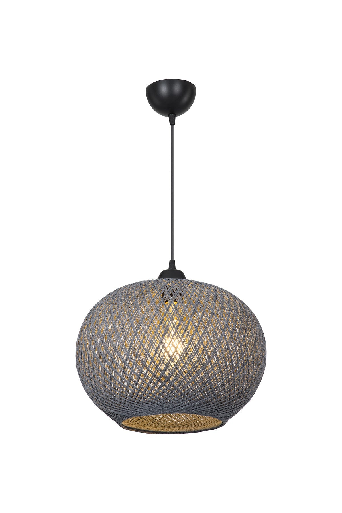 Lampada da soffitto Yumak MDL4745 con paralume in corda antracite