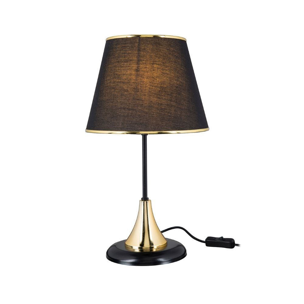 Lampada da tavolo Arden metallo e paralume in PVC effetto tessuto nero ASZ1632