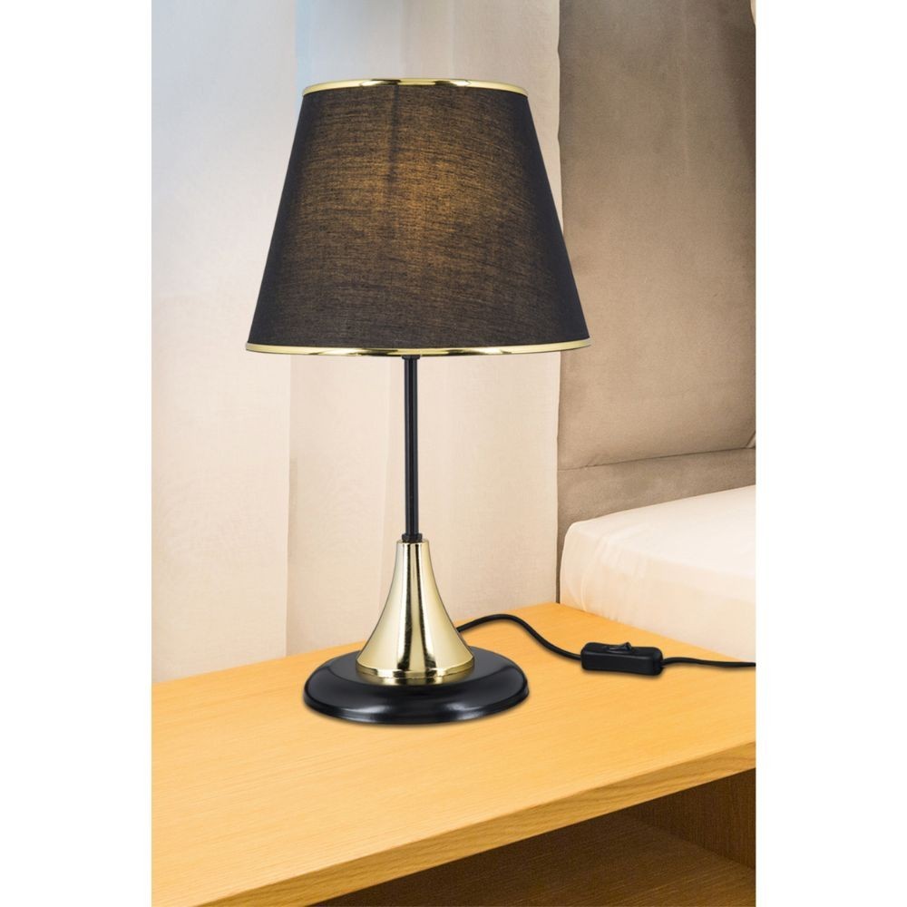 Lampada da tavolo Arden metallo e paralume in PVC effetto tessuto nero ASZ1632