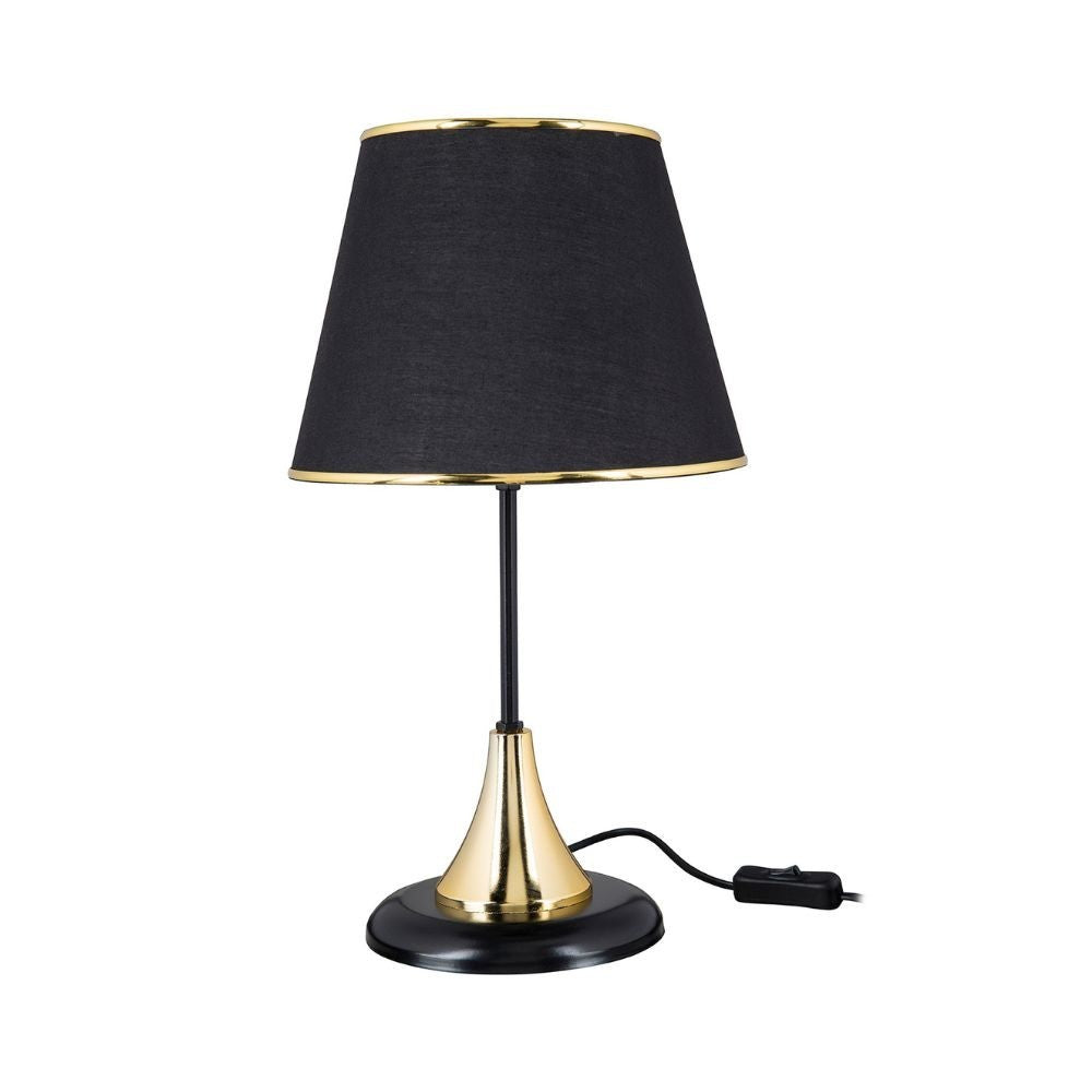 Lampada da tavolo Arden metallo e paralume in PVC effetto tessuto nero ASZ1632