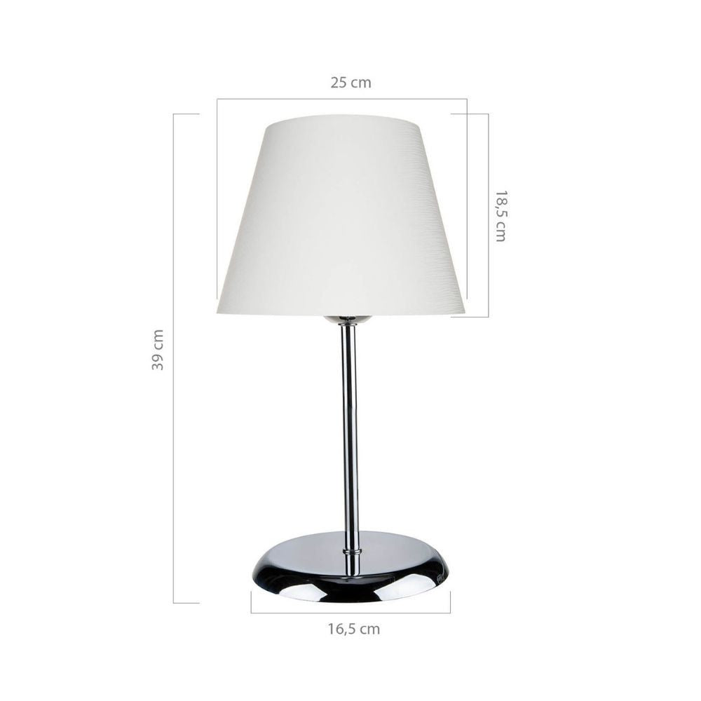 Lampada da tavolo Elva ASZ1047 in metallo e paralume in PVC effetto tessuto