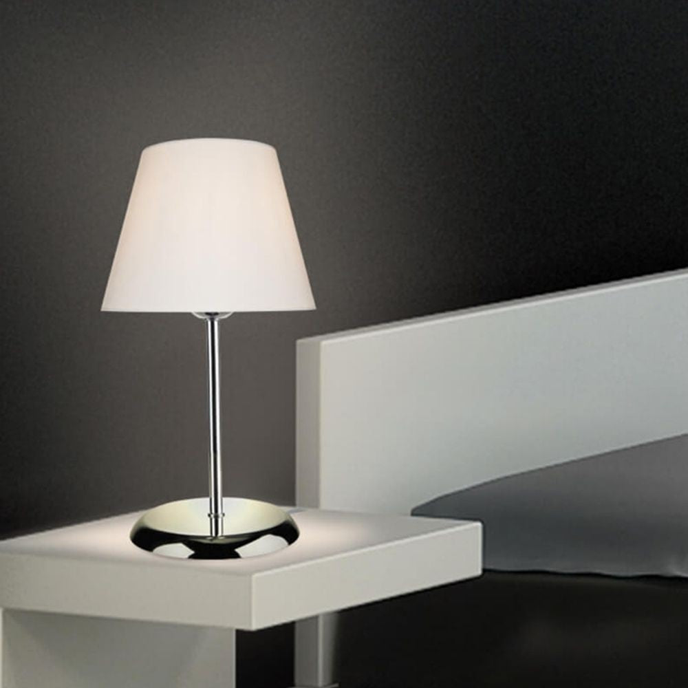 Lampada da tavolo Elva ASZ1047 in metallo e paralume in PVC effetto tessuto