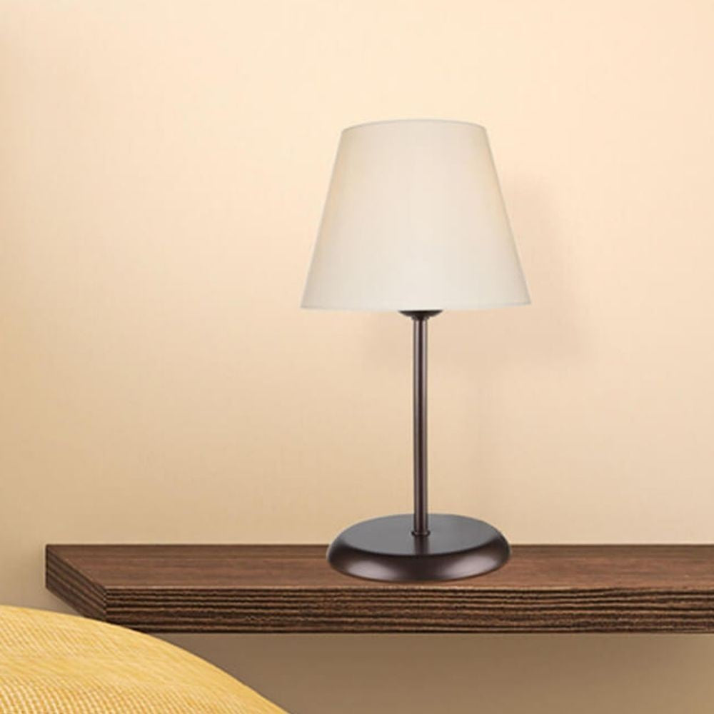 Lampada da tavolo Elva ASZ1050 in metallo e paralume in PVC effetto tessuto
