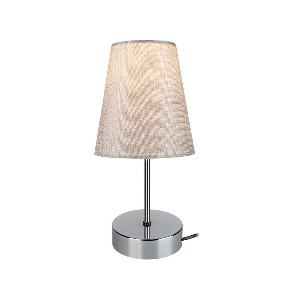 Lampada da tavolo Estelya ASZ1068 cromo con paralume in PVC effetto tessuto beige