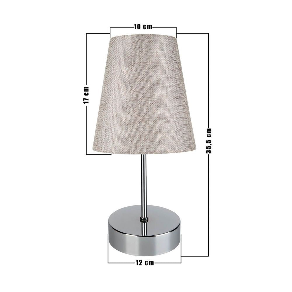 Lampada da tavolo Estelya ASZ1068 cromo con paralume in PVC effetto tessuto beige