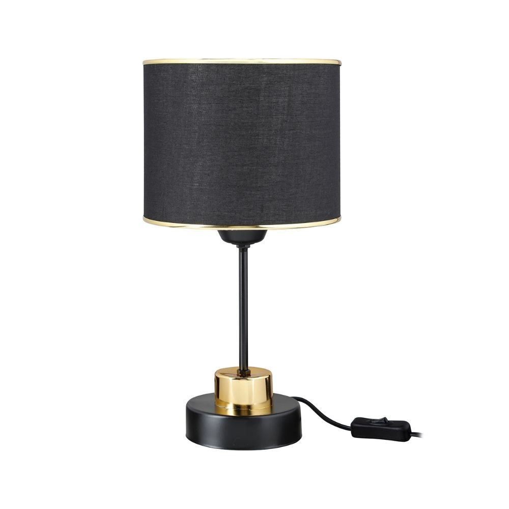 Lampada da tavolo metallo e paralume in PVC effetto tessuto nero Arden ASZ1633