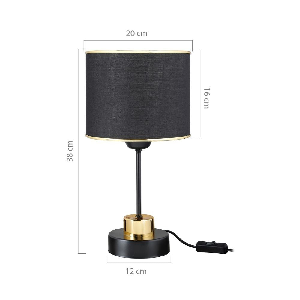 Lampada da tavolo metallo e paralume in PVC effetto tessuto nero Arden ASZ1633