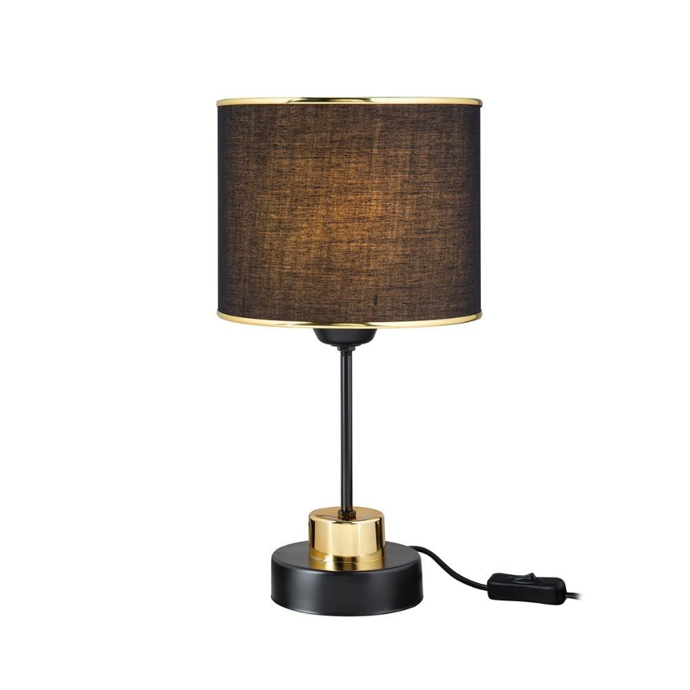 Lampada da tavolo metallo e paralume in PVC effetto tessuto nero Arden ASZ1633