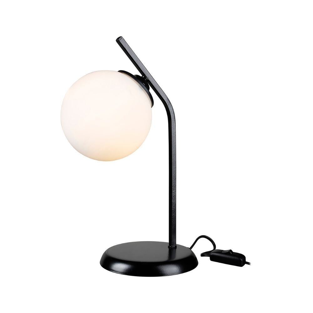 Lampada da tavolo Toren metallo nero e paralume a sfera in vetro ASZ1675