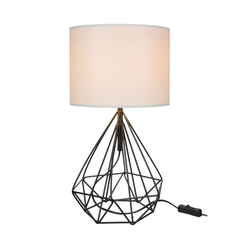 Lampada da tavolo ufficio scrivania Pena nero con paralume PVC effetto tessuto bianco MDL4268
