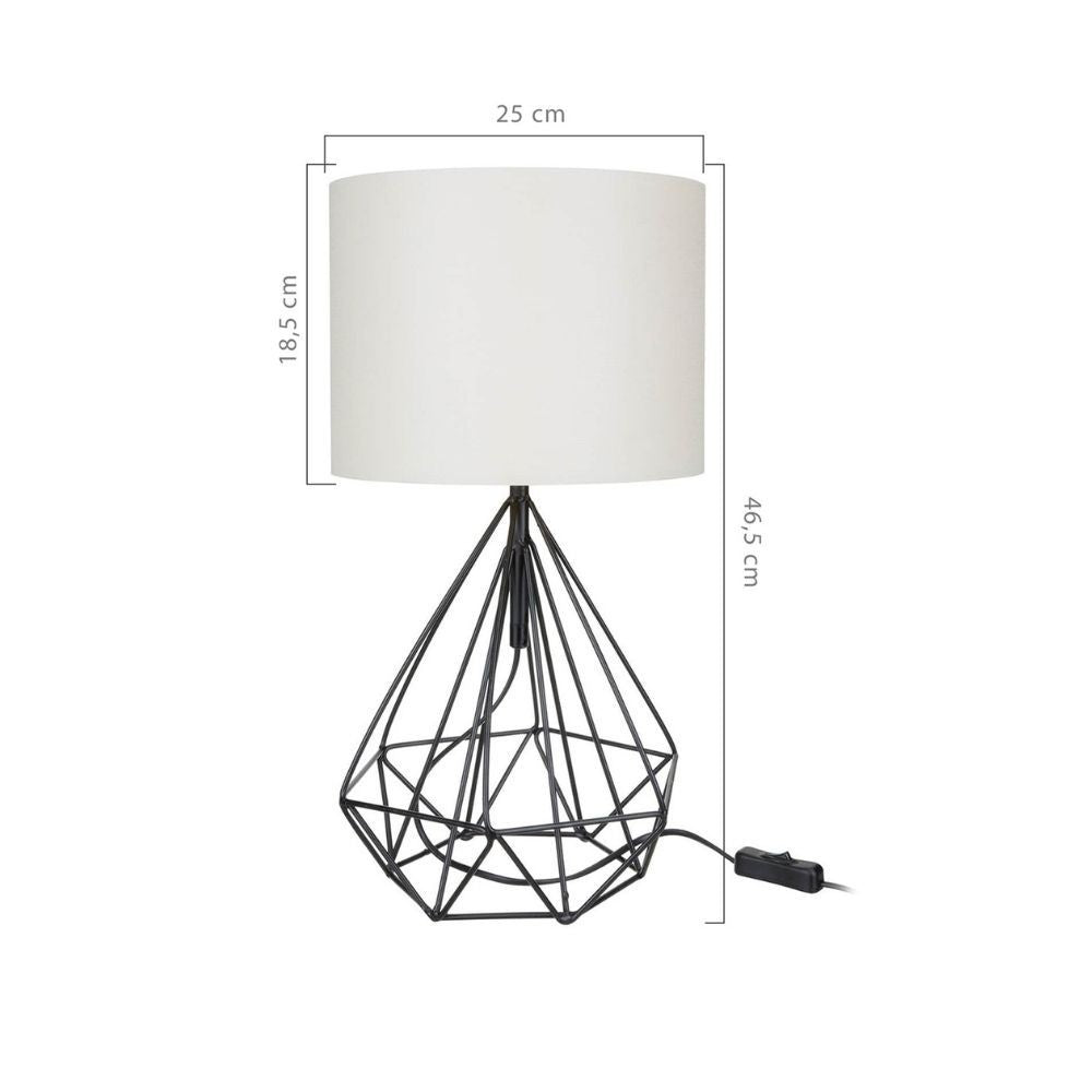 Lampada da tavolo ufficio scrivania Pena nero con paralume PVC effetto tessuto bianco MDL4268