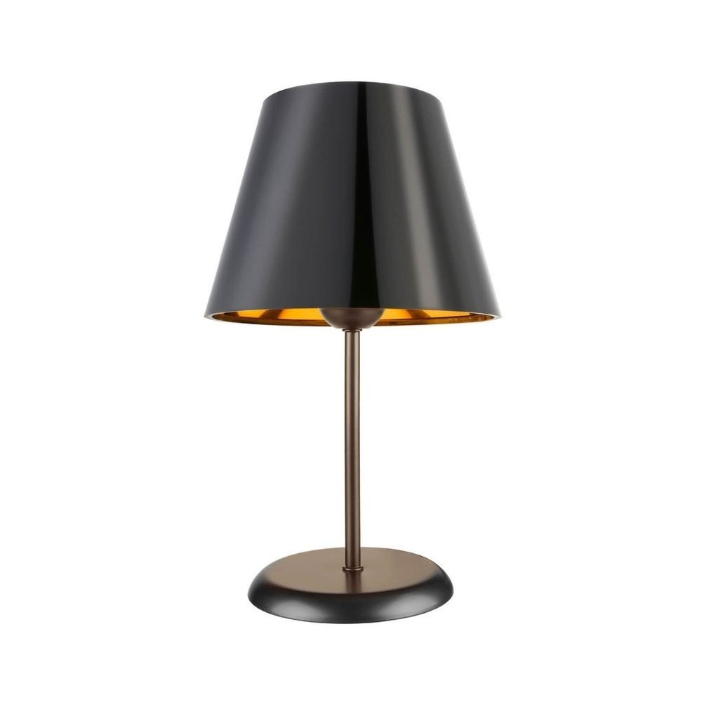 Lampada da tavolo Verda ASZ1212 in metallo e paralume in PVC effetto tessuto nero