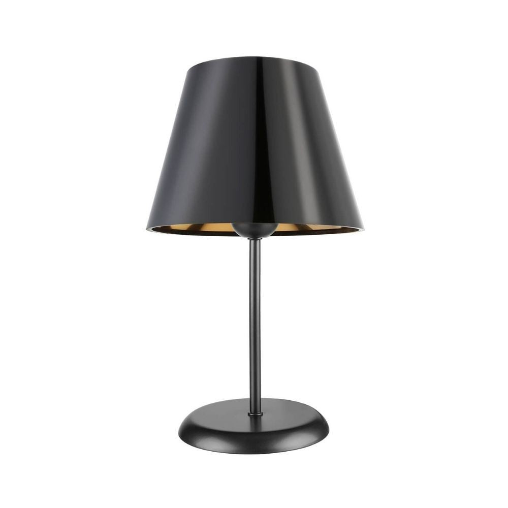 Lampada da tavolo Verda ASZ1212 in metallo e paralume in PVC effetto tessuto nero