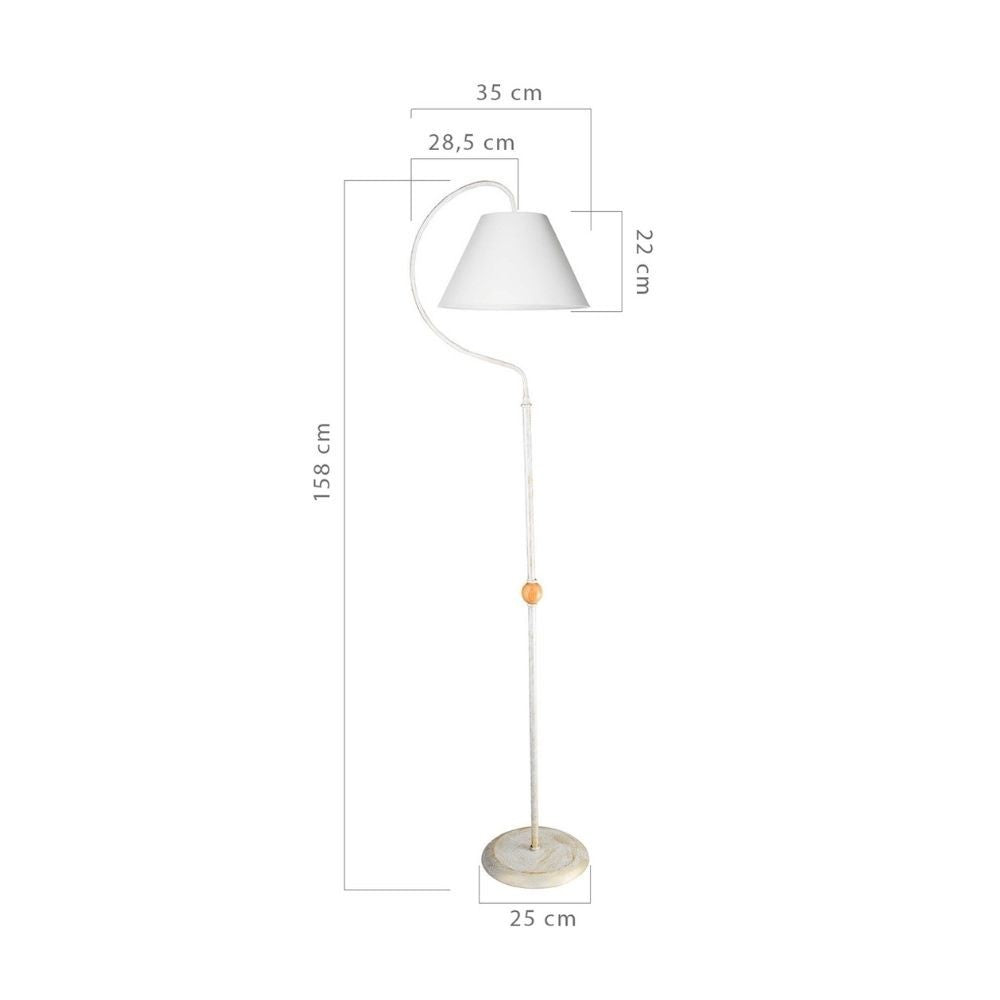 Lampada da terra a stelo Geo ASZ1043 con paralume in PVC effetto tessuto bianco