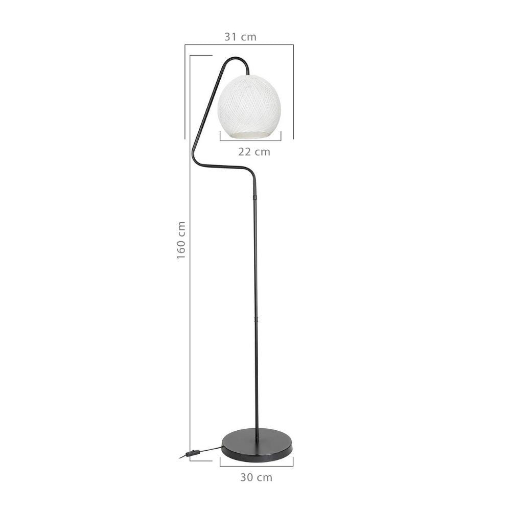 Lampada da terra a stelo Yumak MDL4256 grigio e paralume in PVC effetto tessuto bianco