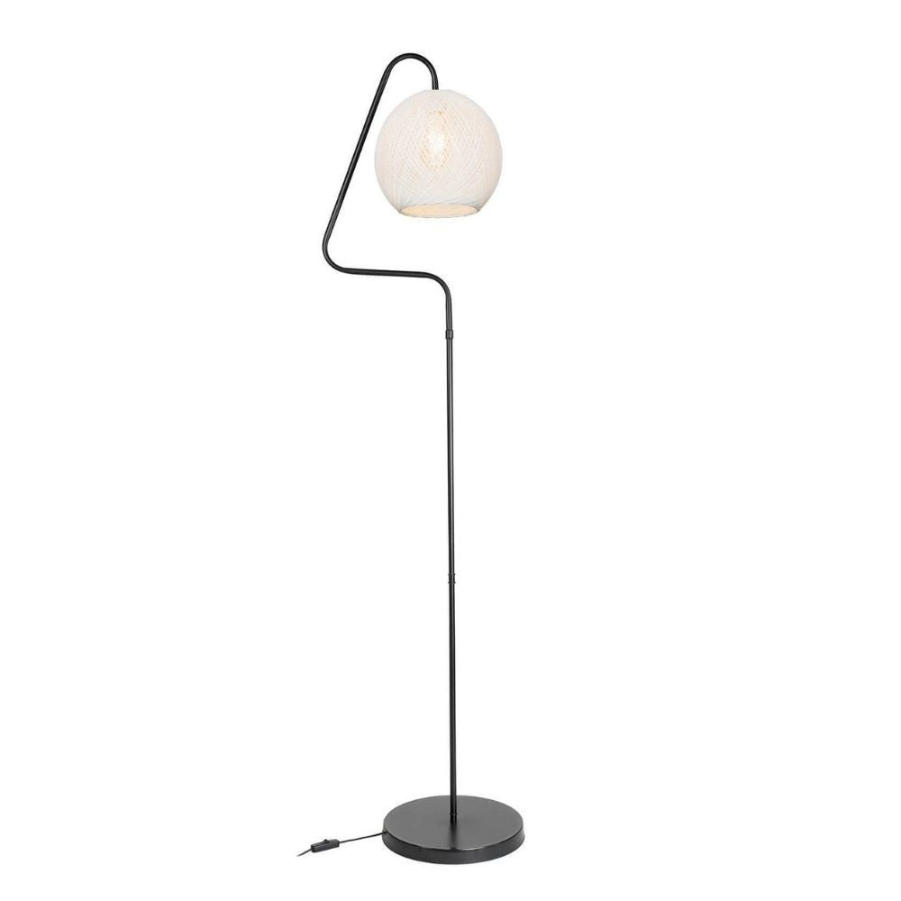 Lampada da terra a stelo Yumak MDL4256 grigio e paralume in PVC effetto tessuto bianco