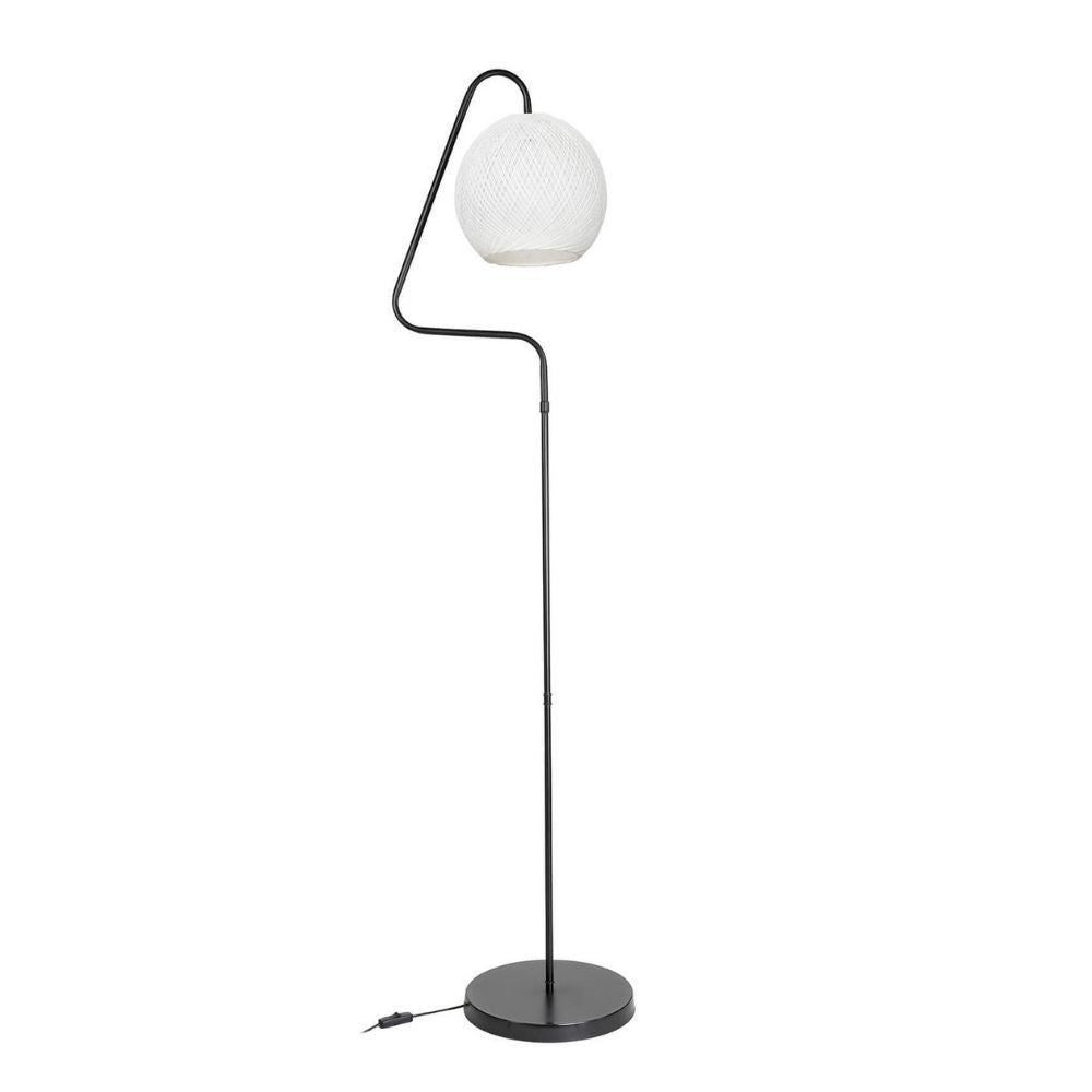 Lampada da terra a stelo Yumak MDL4256 grigio e paralume in PVC effetto tessuto bianco